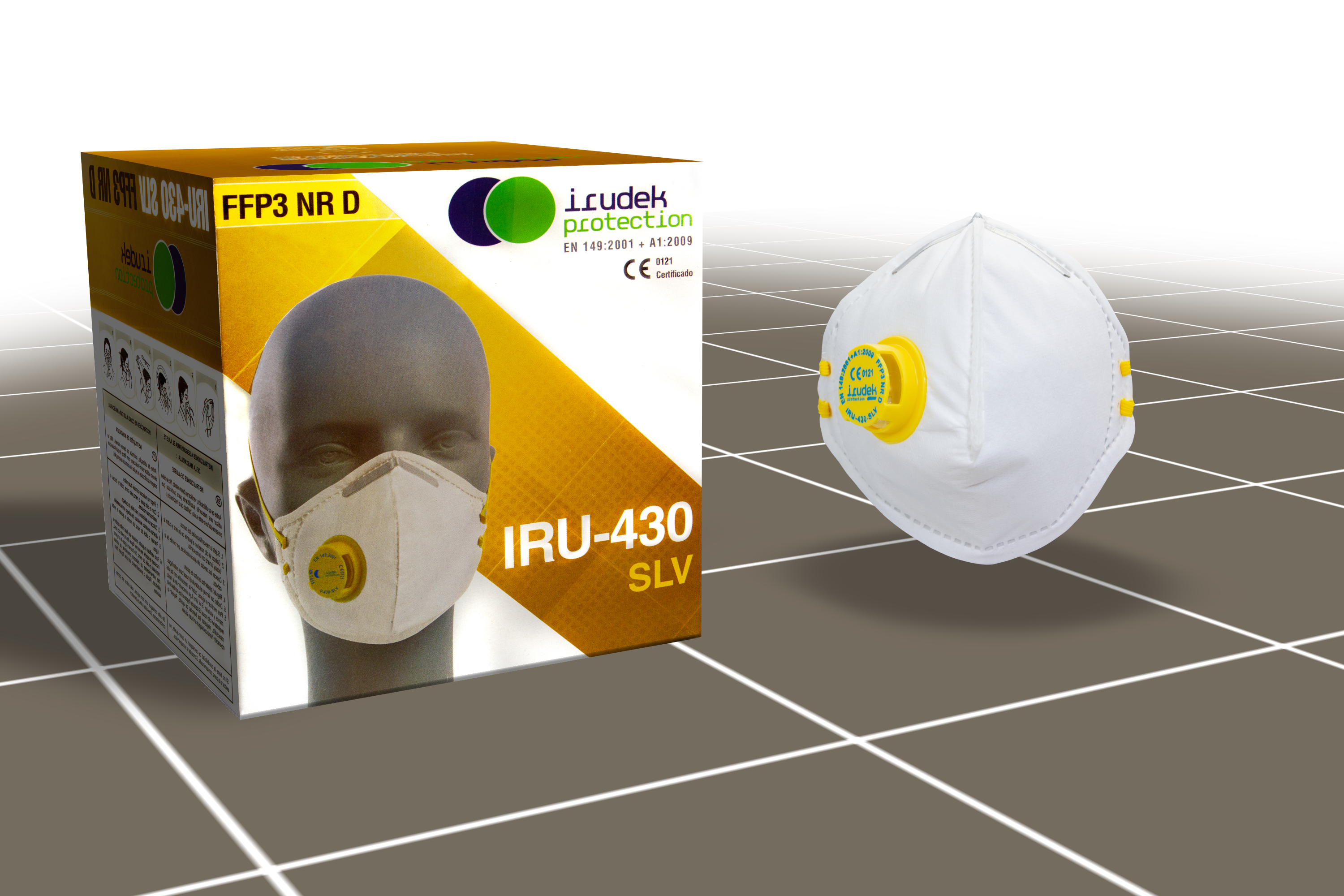 IRU IRU430-30 30pcs IRU-430SLV FFP3 N95-N99 with Valve Mask Adjustable Ear Loop Made in Germany
