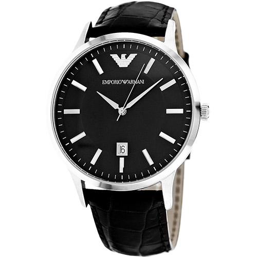 AR2411 Armani Mens Classic AR2411 Black Band Black Dial