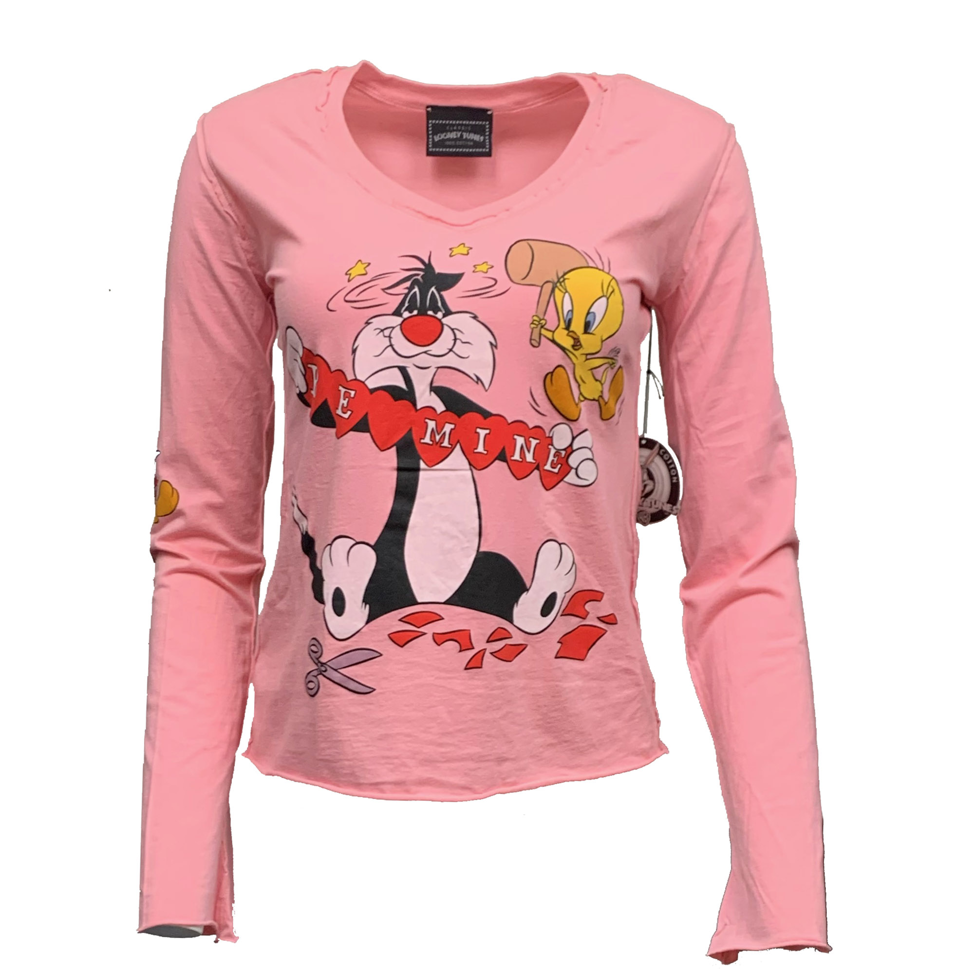 Looney Tunes Women's Sylvester & Tweety Long Sleeve V-Neck T-Shirt Pink, Price: $39