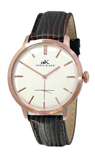 Adee Kaye AK2225-MRG-SV Adee Kaye Mens Classique Collection  quartz Rose tone White Band White Dial