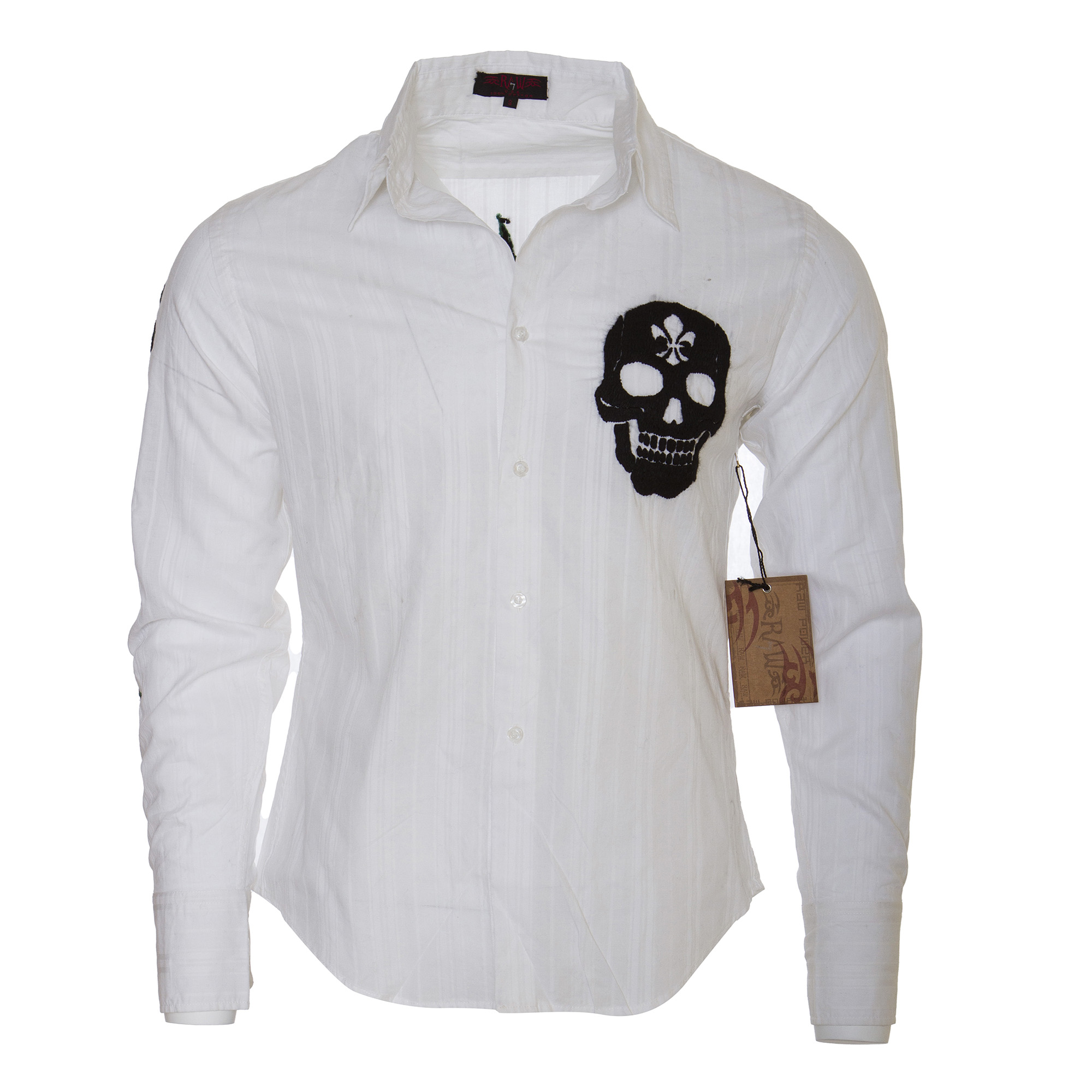 Raw 7 Men's Skull and Leaf Dress Shirt - White, Price: $39