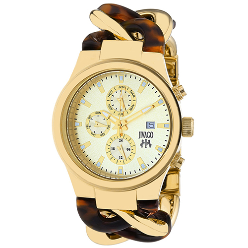 JV1231 Jivago Womens Lev Two-tone Gold tone Tortoise Band Gold tone Dial