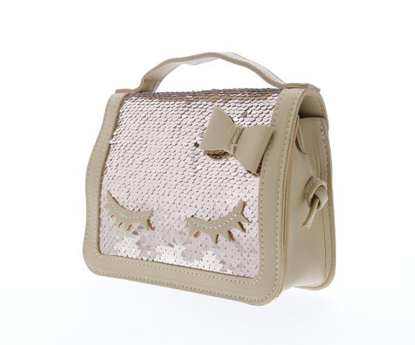 Raw 7 by Doe A Dear Sequined top handle purse with eyelashes - Gold, Price: $27