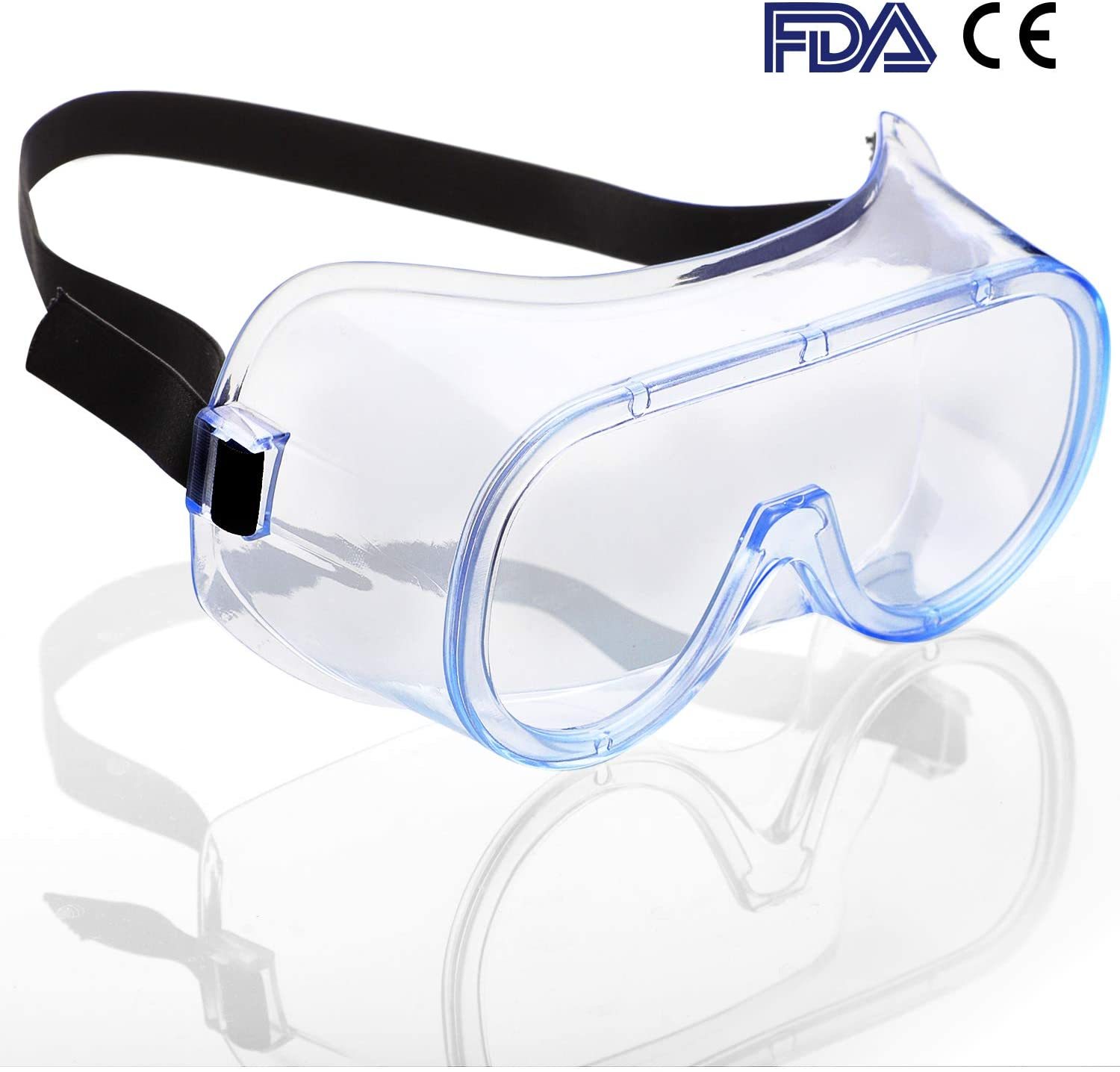 Detoxiz PTGLASS02-10PK 10pcs Detoxiz Safety Goggles FDA and CE  Medical grade PVC frame Impact resistant lens double-sided anti fog
