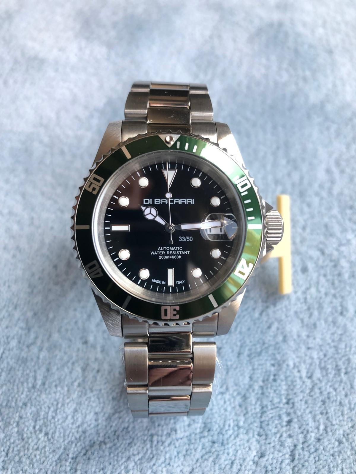 Di Bacarri DB1867892315GR-AB Di Bacarri  Limited Edition Marina SE Automatic Diver 42mm Black Dial Green Bezel