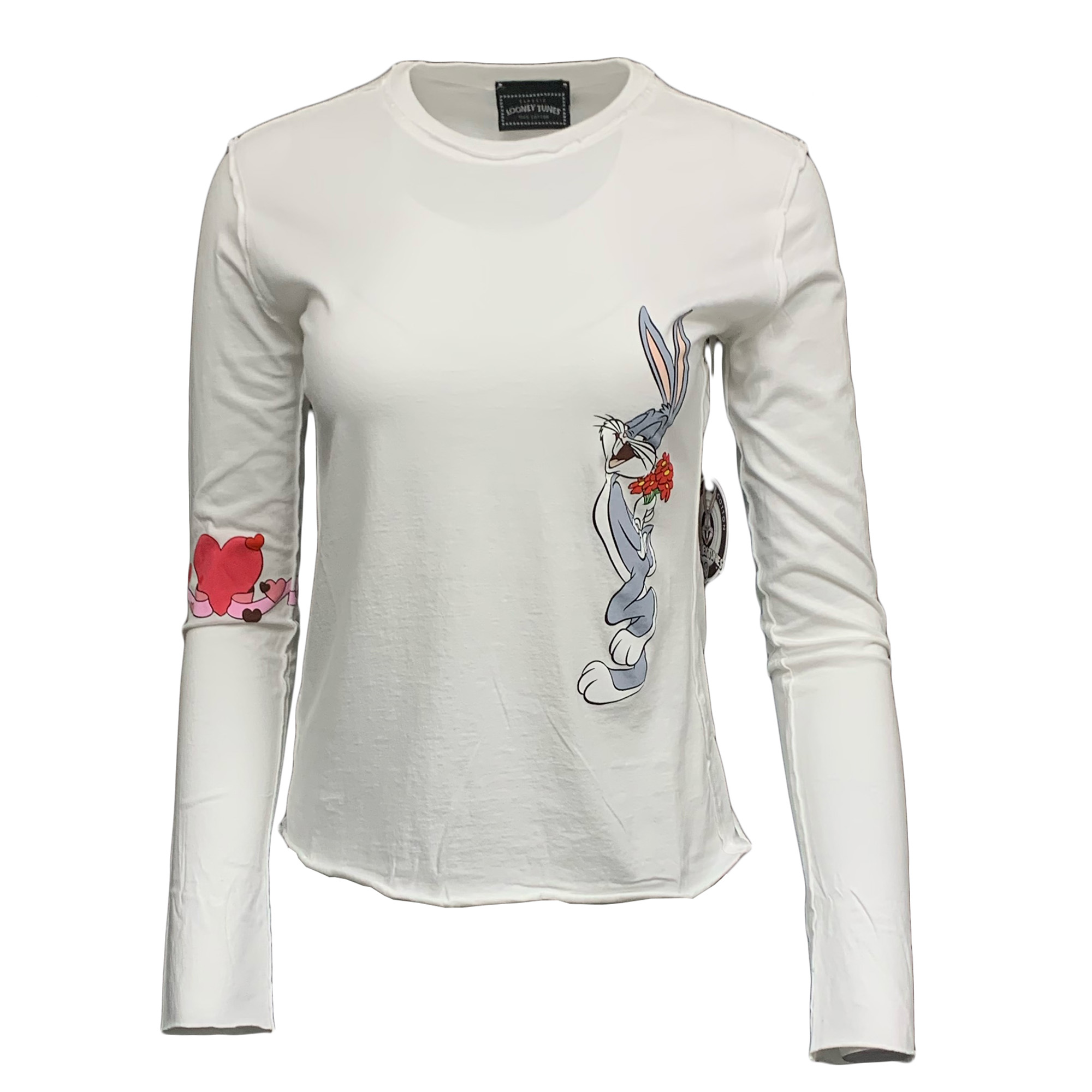 Looney Tunes PTS94-BB-WHITE Looney Tunes Women's Bugs Bunny Long Sleeve T-Shirt White