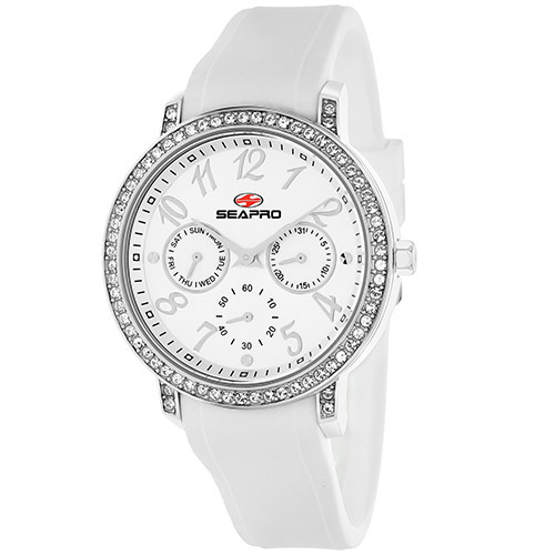 SP4410 Seapro Womens Swell White Band Silver Dial