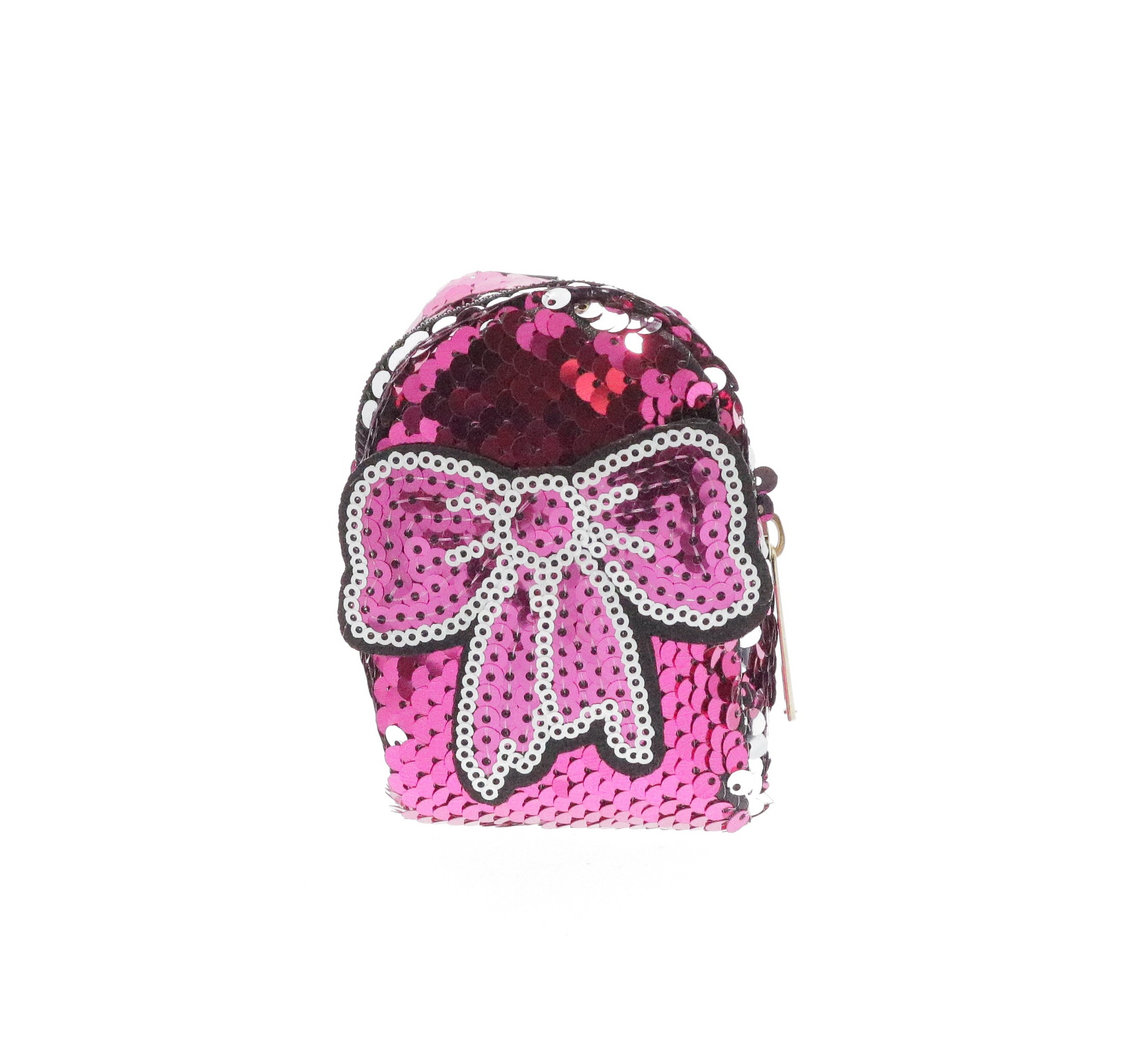 6661-R-Red Raw 7 by Doe A Dear Sequinned Pink Bow Coin Purse Key Chain 6661-R-Red