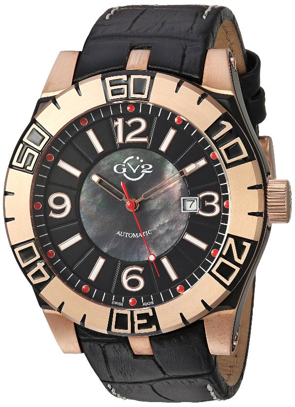 GV2 by Gevril Men's 'La Luna' Automatic Stainless Steel and Leather Casual Watch, Color:, Price: $595