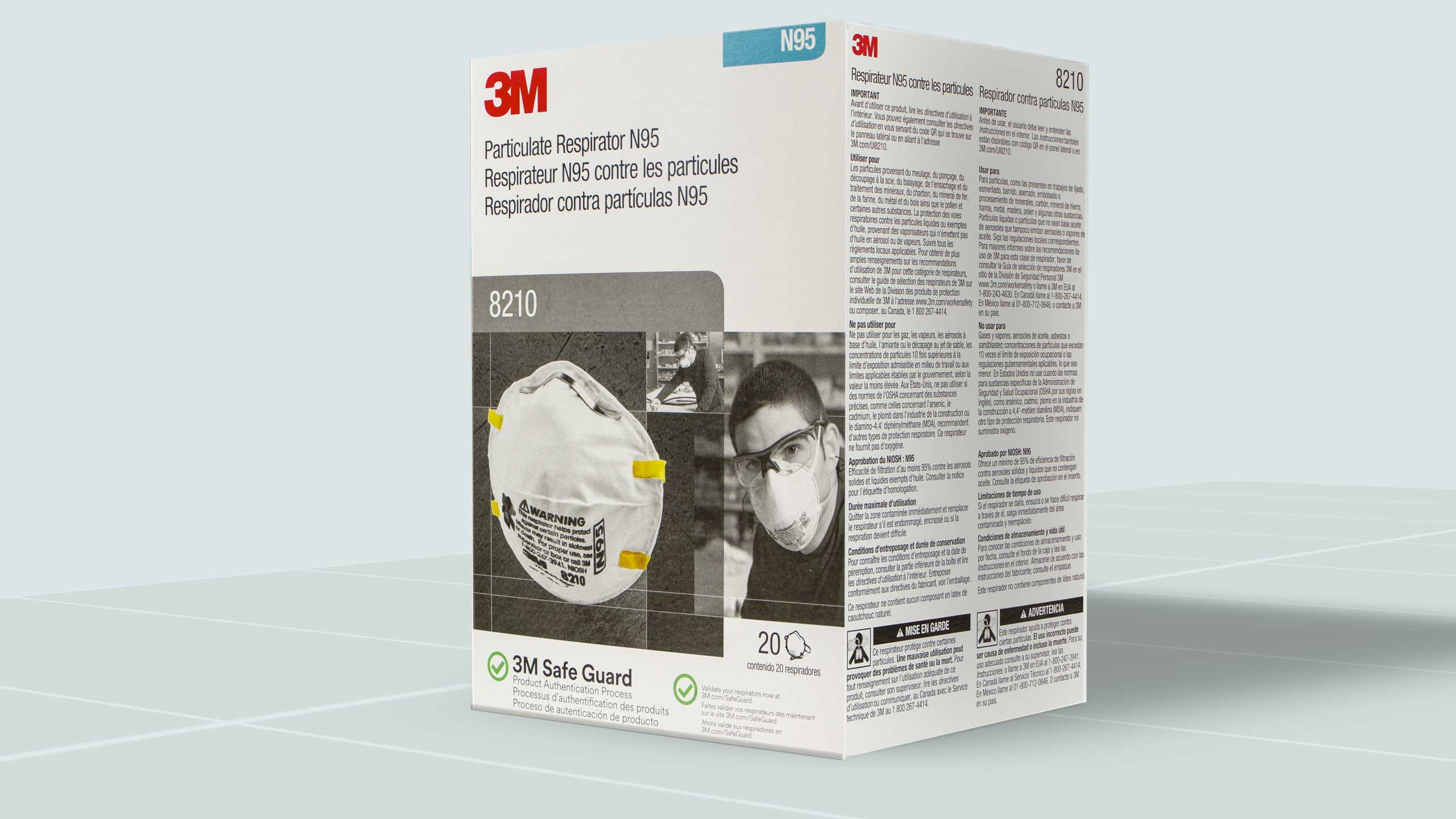 3M 3M-TC-84A-0007 3M 8210 NIOSH TC-84A-0007 N95 Respirator Mask  w Authenticate Verifications Made in USA