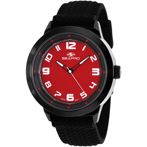 SP3112 Seapro  Mens Wave Black Band Red Dial