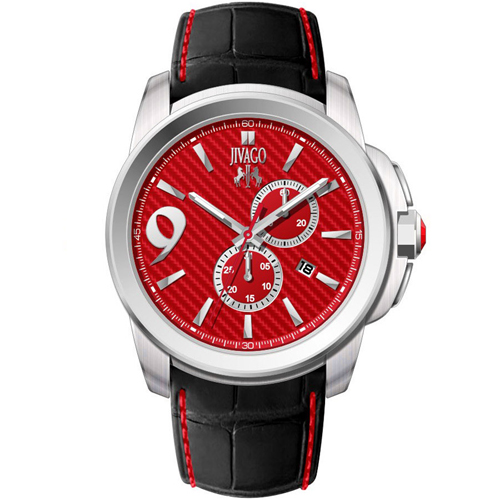 JV1519 Jivago Mens Gliese Black Band Red Dial