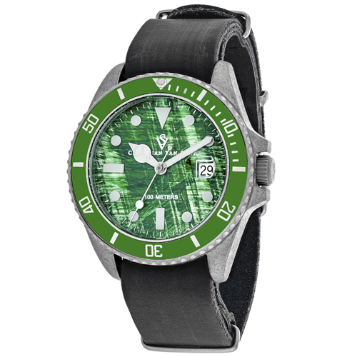 CV5202B Christian Van Sant Mens Montego Vintage Black Band Green Dial