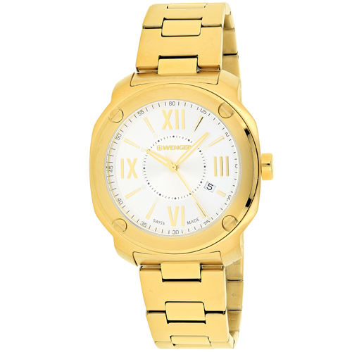 01.1141.122 Wenger Mens Edge Romans Gold Band Silver Dial