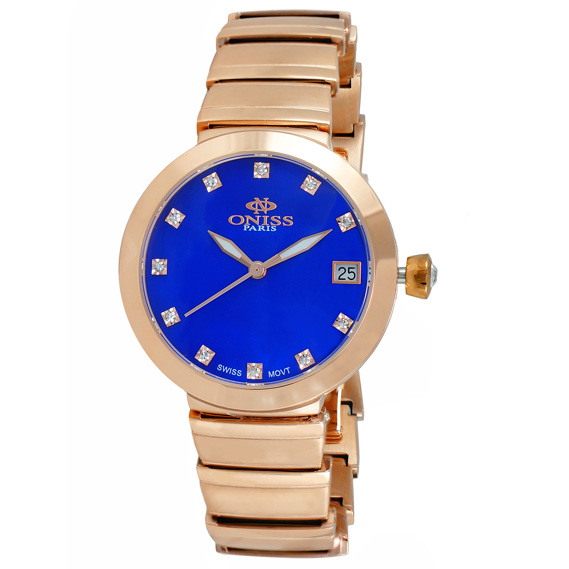 Oniss ON5559-31 Oniss Ladies Trapeze Collection Rose Gold Blue MOP Dial