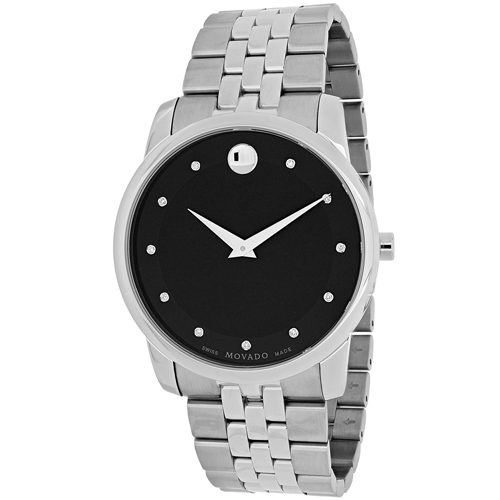 606878 Movado Mens Museum 606878 Silver Band Black Dial