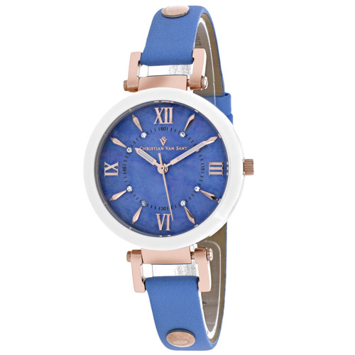 CV8165 Christian Van Sant Womens Petite Blue Band Blue MOP Dial