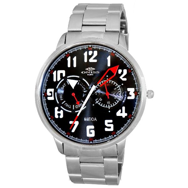 Oniss Men's Sweeper Collection Stainless Steel Black/Red Dial, Price: $139