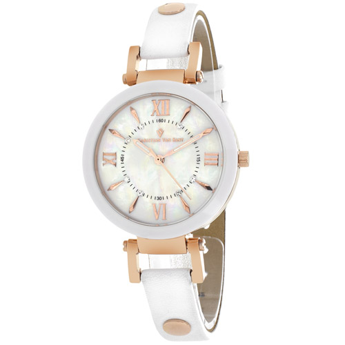 CV8163 Christian Van Sant Womens Petite White Band White MOP Dial