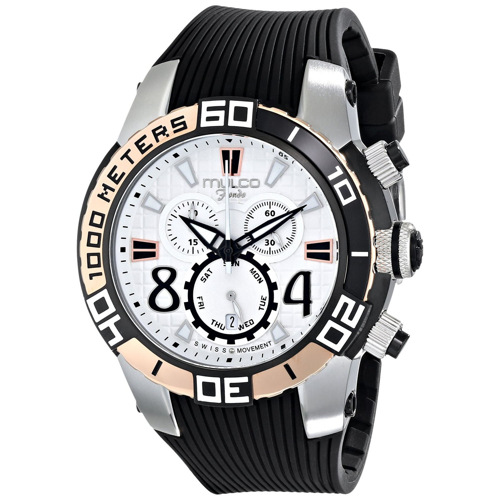 MW1-74197-021 Mulco Mens Fondo wheel Black Band Silver Dial