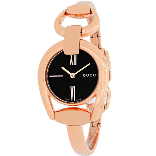 YA139507 Gucci Womens Horsebit YA139507 Rose gold Band Black Dial