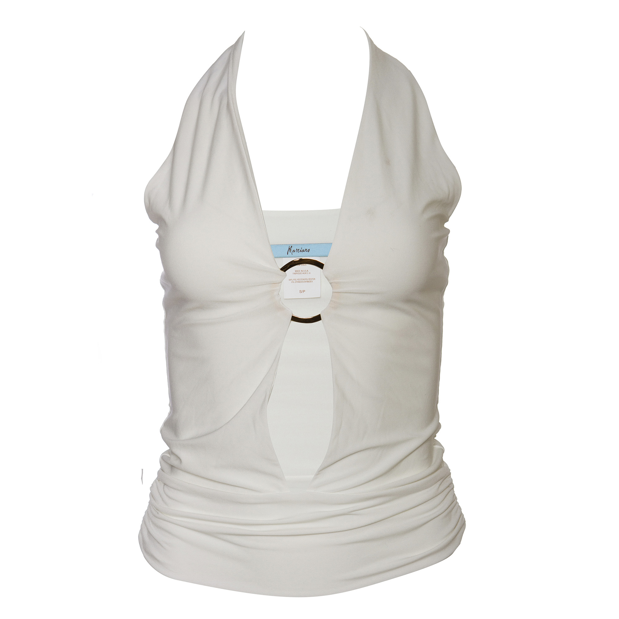 MARCINO-62136-WHITE Women's White Halter Top Mini Dress by Marciano