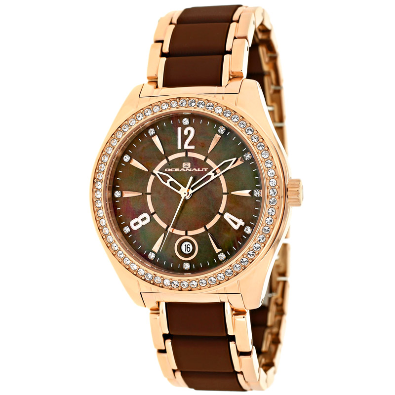 OC5411 Oceanaut Womens Pearl Two-tone Rose Gold Chocolate brown Band Brown Mother of Pearl Dial