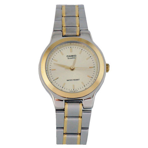 LTP-1131G-7A Casio Womens Classic Silver Gold tone Band White Dial