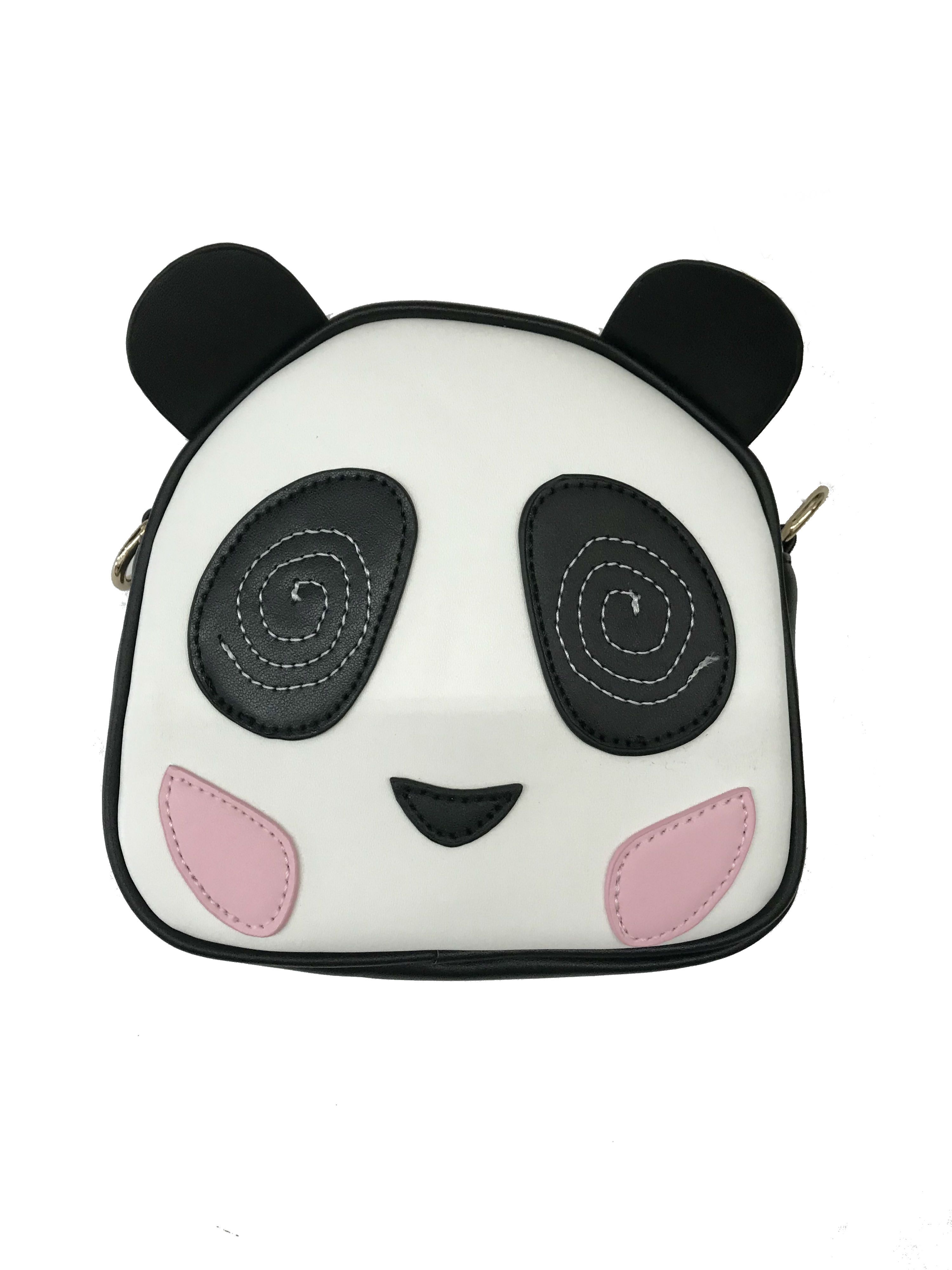 B9519-OS-Black Raw 7 by Doe A Dear Crossbody Squoval Dizzy Panda Purse