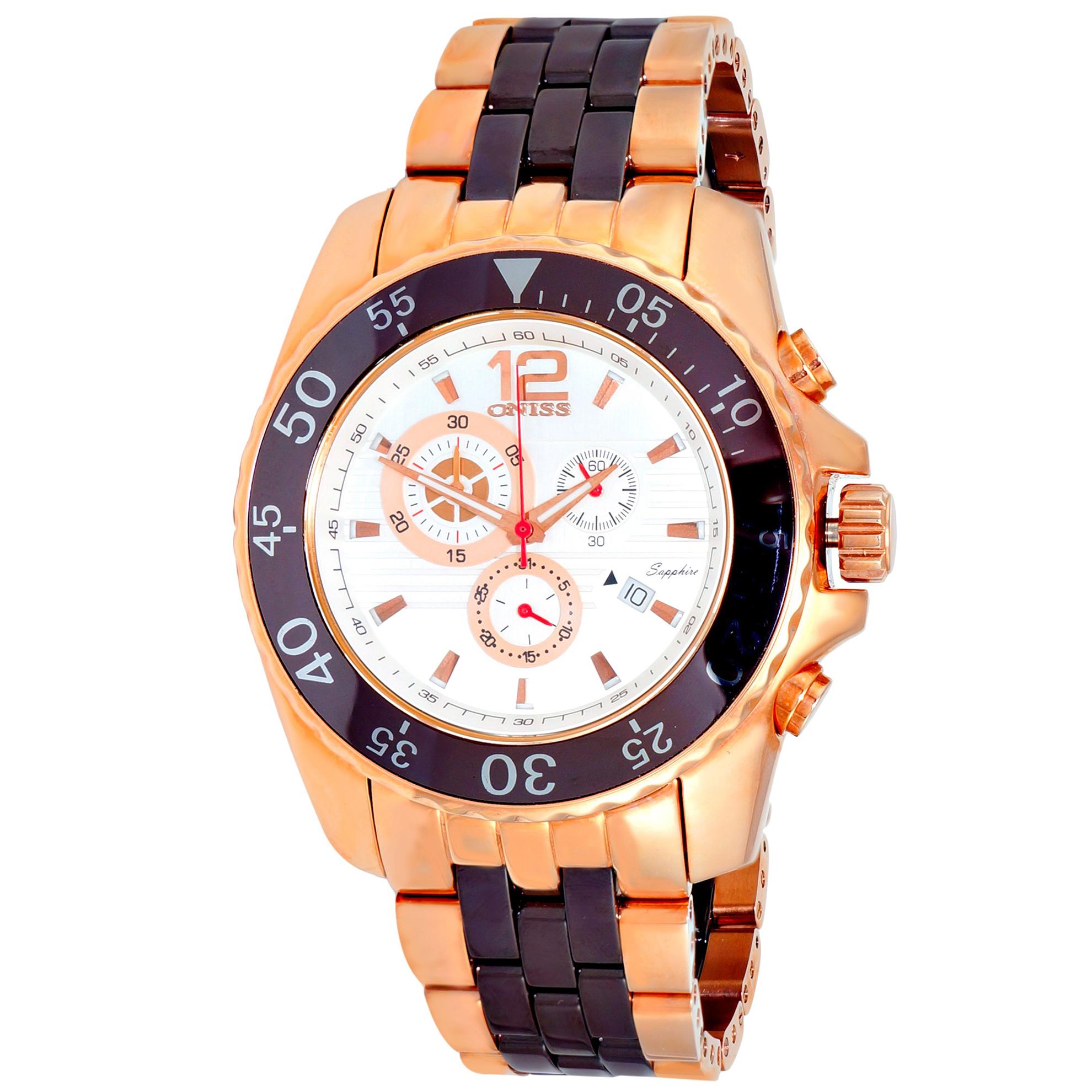 Oniss 293-ON4220-MRG Oniss Swiss Chronograph Ceramic/ Rose Gold White Dial