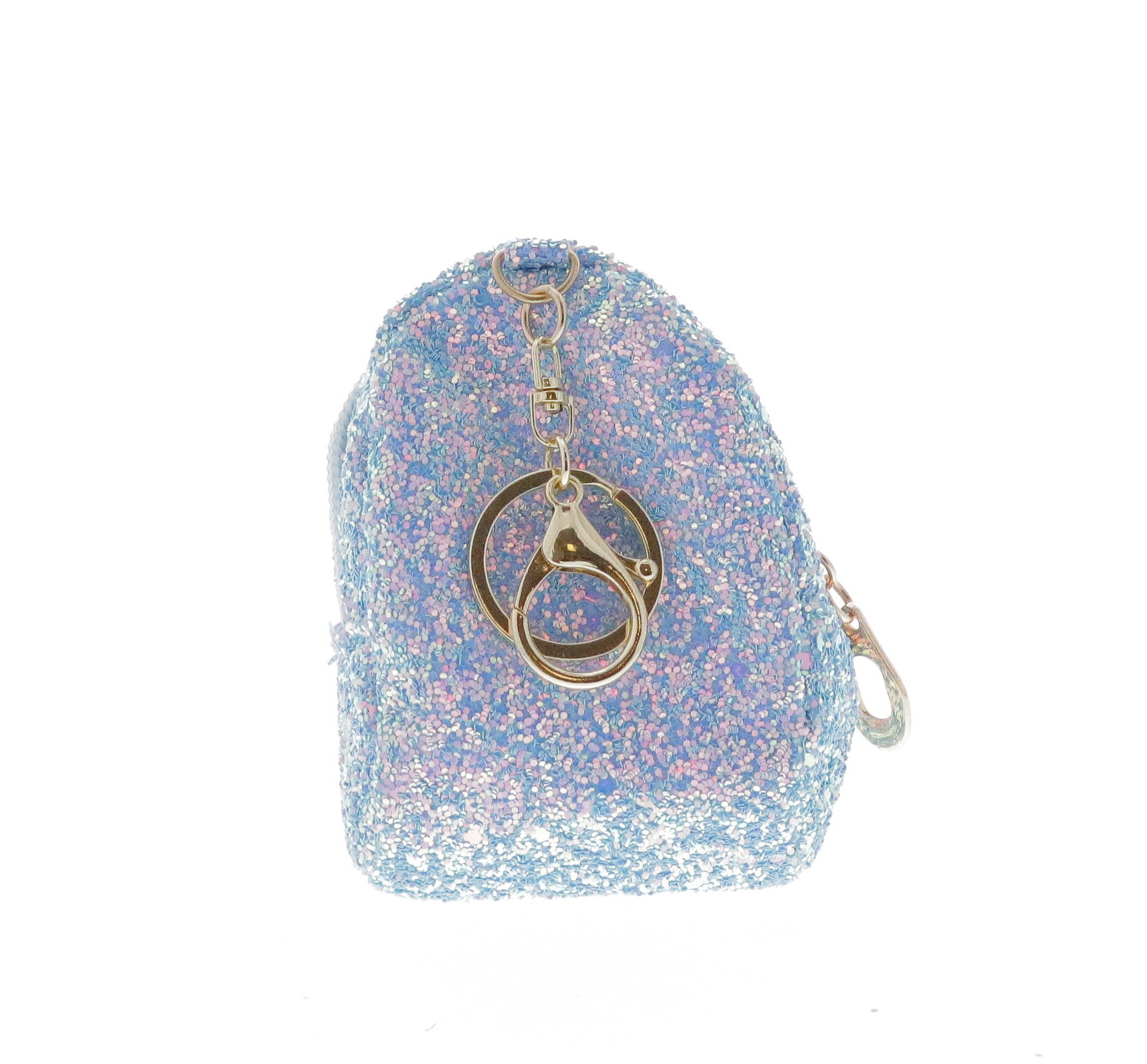6667-P-Pink Raw 7 by Doe A Dear Sequin Rainbow Coin Purse Key Chain 6667-P-Pink