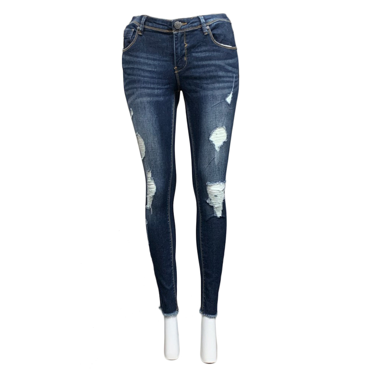 RW7J-IND-S1 Raw7 Women's Low-Waist Cropped Skinny Jeans - Indigo