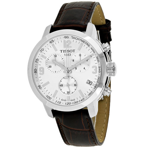 T0554171603700 Tissot Mens PRC 200 T0554171603700 Brown Band Silver Dial