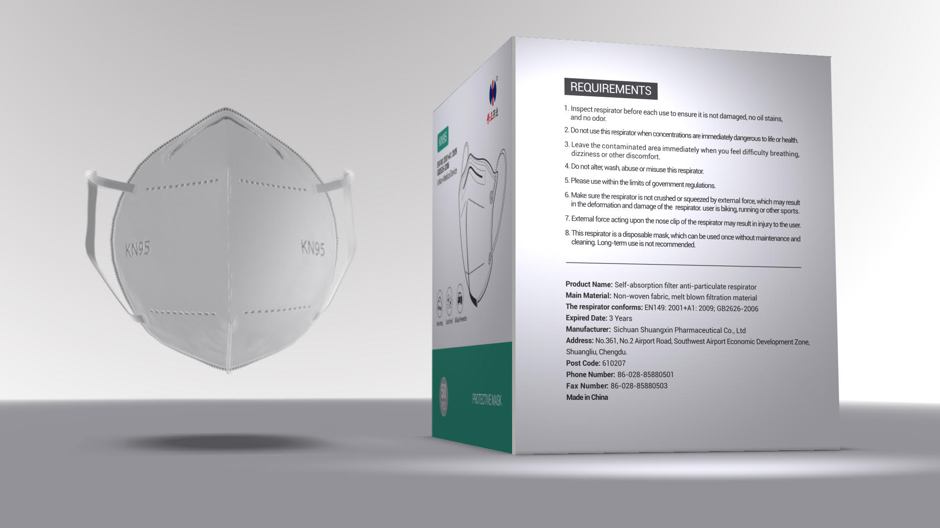 ShuangXi SXKN95-50 50pcs ShuangXin Pharmaceutical Multi-Layer KN95 Mask