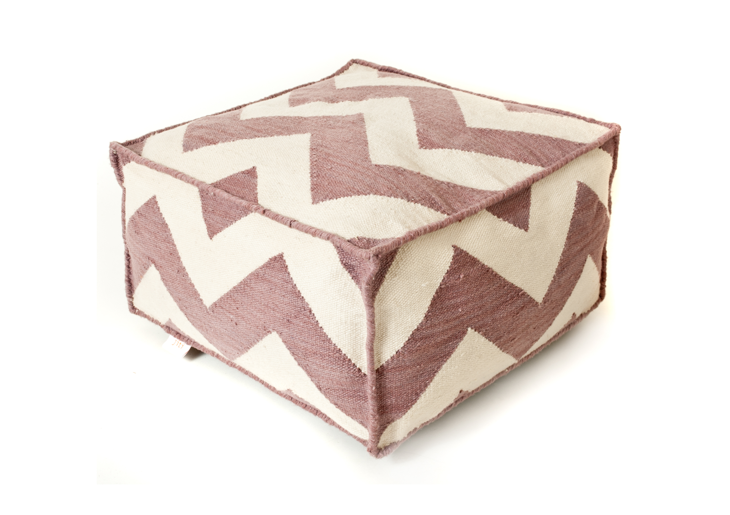 242413.OUT-LAV-CHV Lavender Chevron Outdoor Polyester Pouf Ottoman by TrendSage