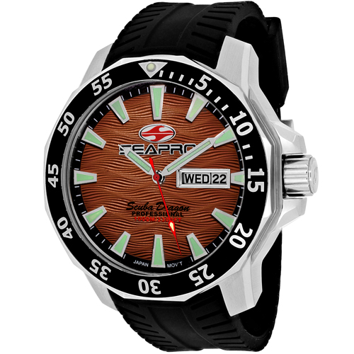 SP8315 Seapro Mens Scuba Dragon Diver Limited Edition 1000 Meters Black Band Brown Dial