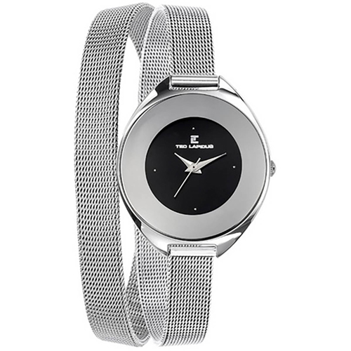 A0549RNPX Ted Lapidus Womens Classic Silver Band Black Dial