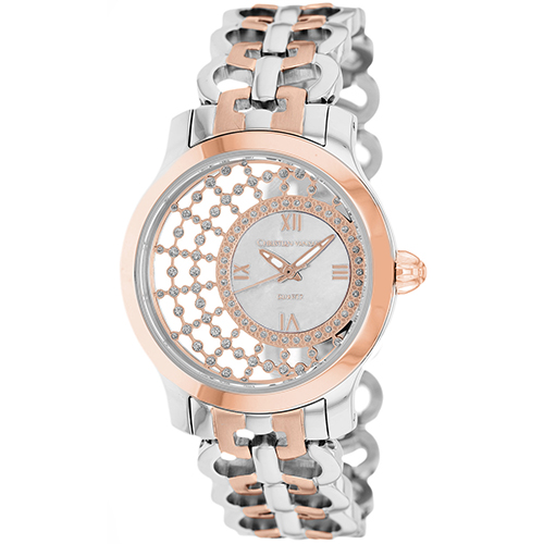 CV4413 Christian Van Sant Womens Delicate Two-tone Silver & Rose Gold Band White MOP Dial