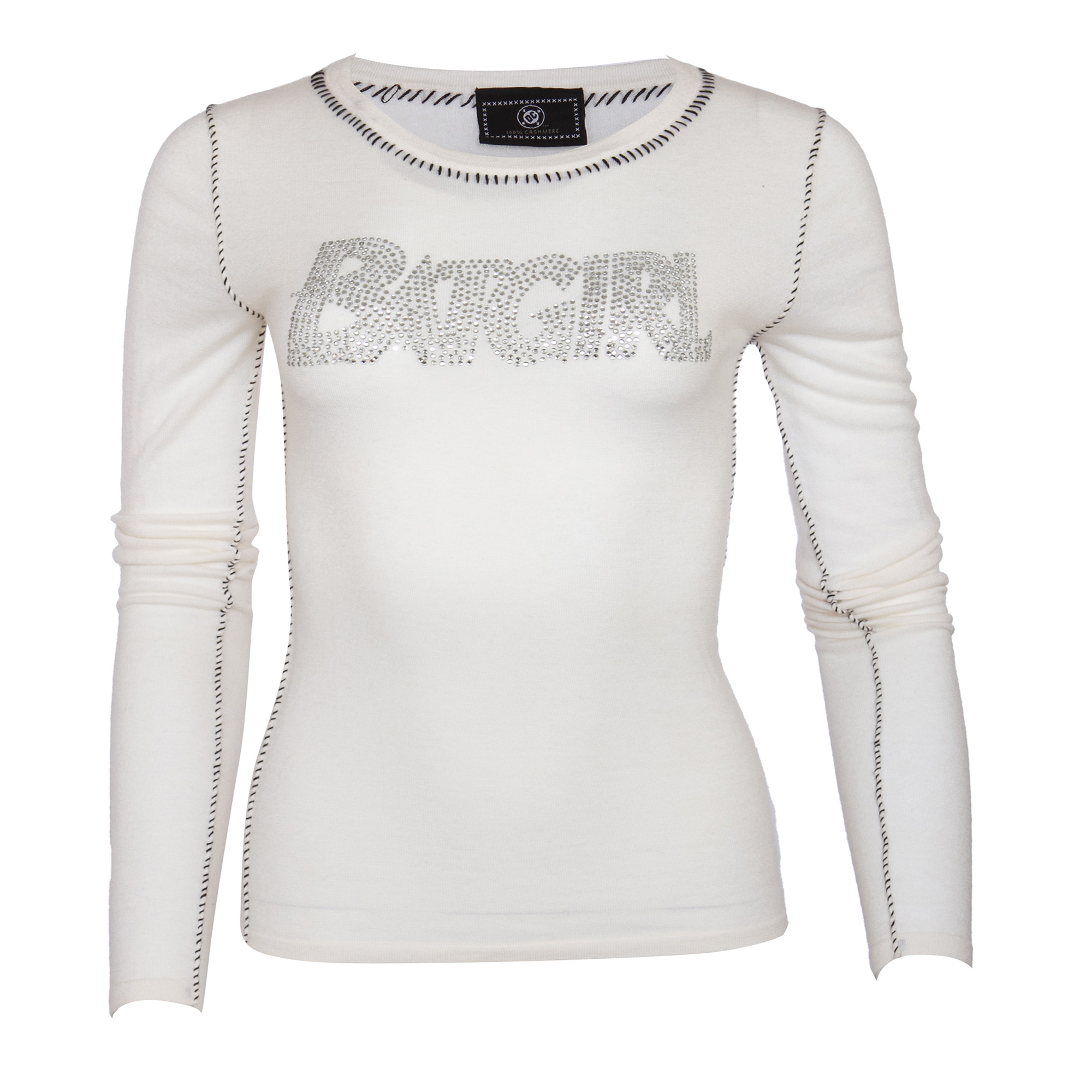 PCSH167ABG_OOFWHITE Raw7 Womens - DC Batgirl Long Sleeved Cashmere - Off White with Black Stitching