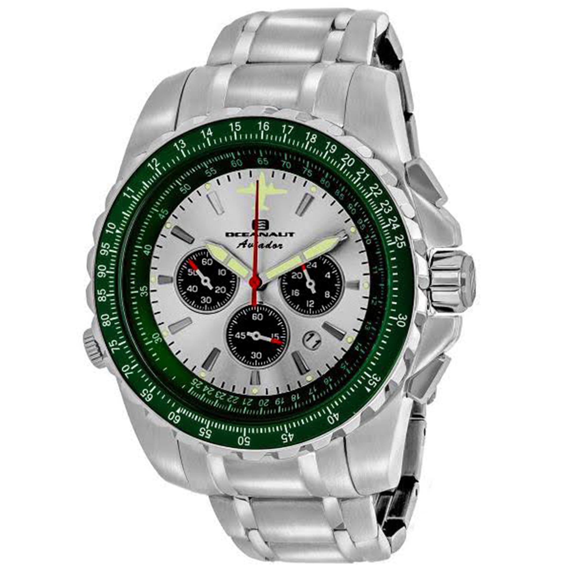 Oceanaut OC0117-SE Oceanaut Special Edition Aviador Chronograph Silver Dial Green Bezel