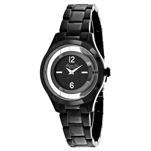 10026948 Kenneth Cole Womens Classic Black Band Grey Dial