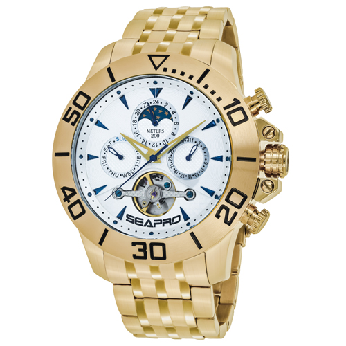 SP5134 Seapro Mens Montecillo Gold Band Silver Dial