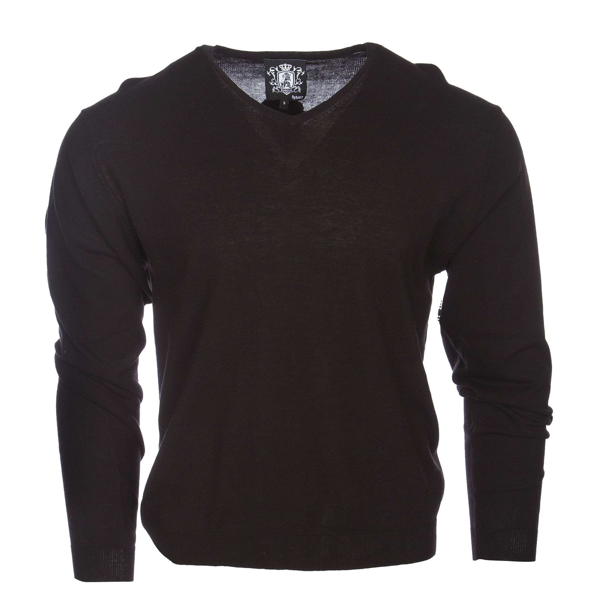 RAW 7 Y08A03S Royalty by Raw7 Men's Black V Neck Sweater Cross Design