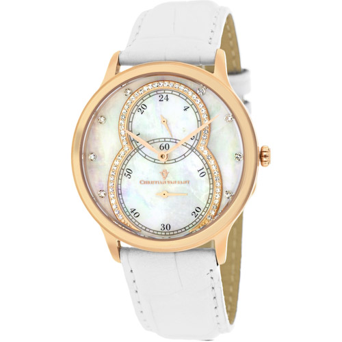 CV5411 Christian Van Sant Ladies Infinie Rose Gold White MOP Dial Leather Strap