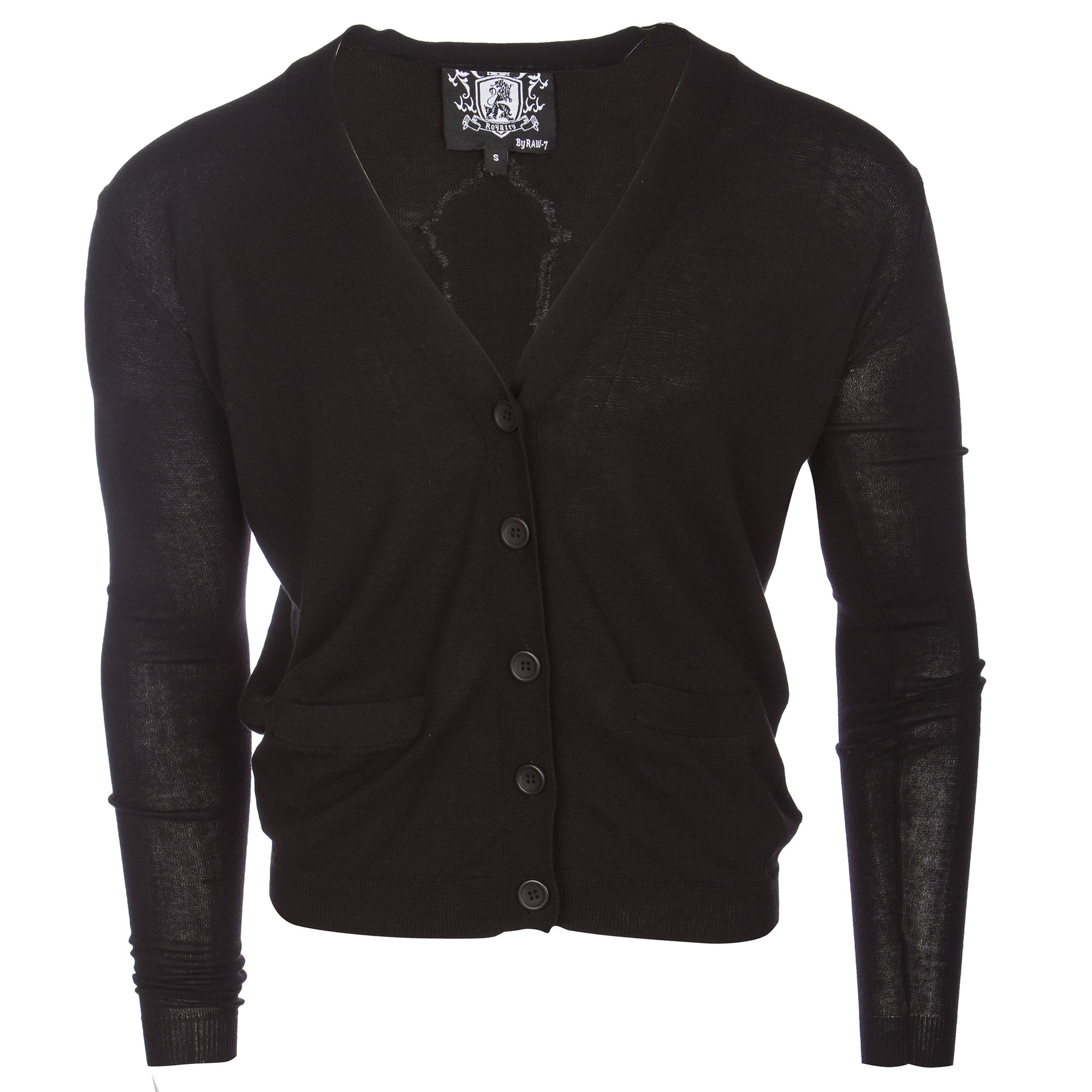 RAW 7 Y08A01S-BLACK Royalty by Raw7 Men's Black Cardigan Eagles Design