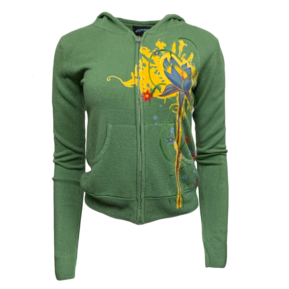 Till The End T09A02B-LOTUS Till The End By Raw7 Women's Acrylic Zip Hoodie Lotus Flower - Green