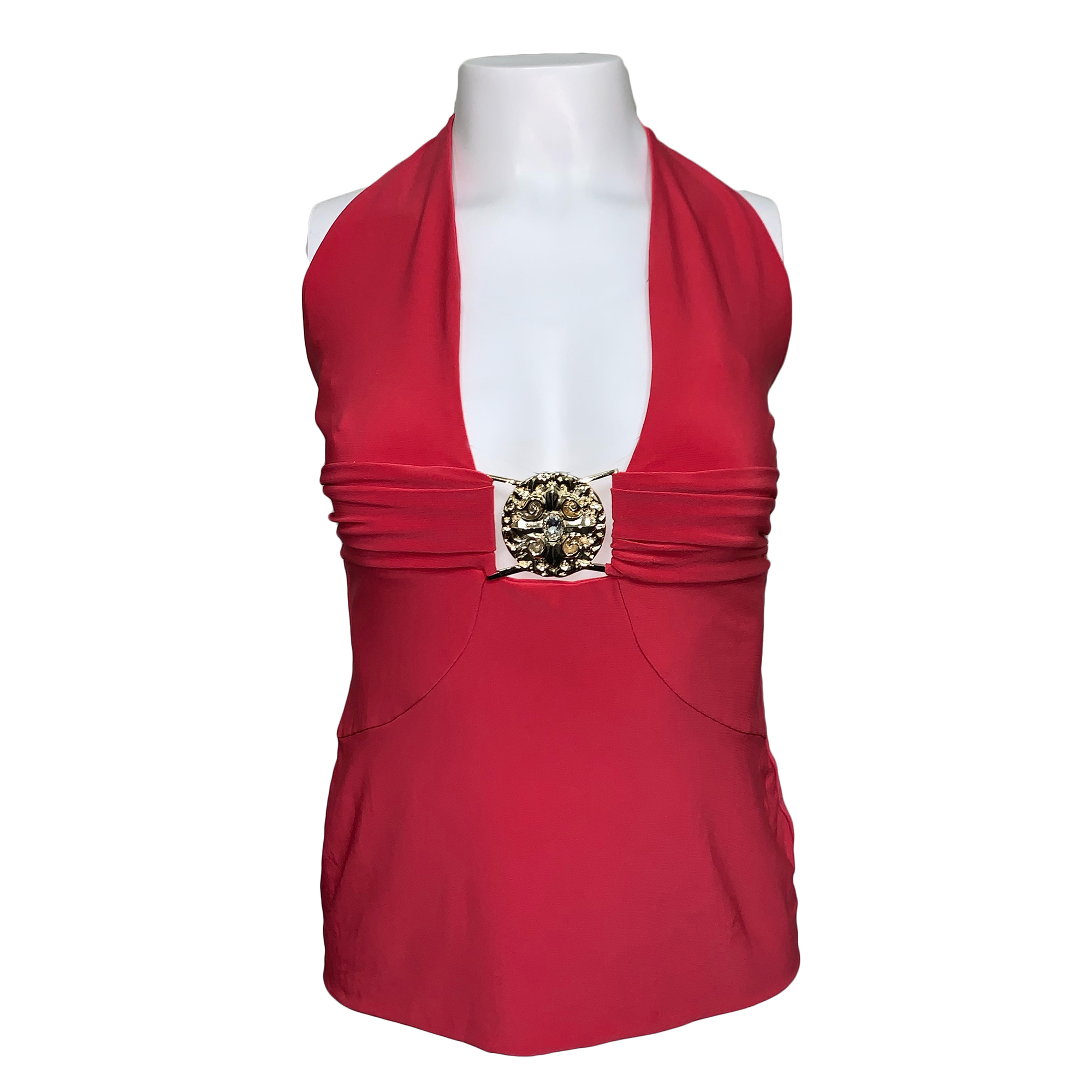 MHT62136-RED Marciano Halter Top with Buckle - RED