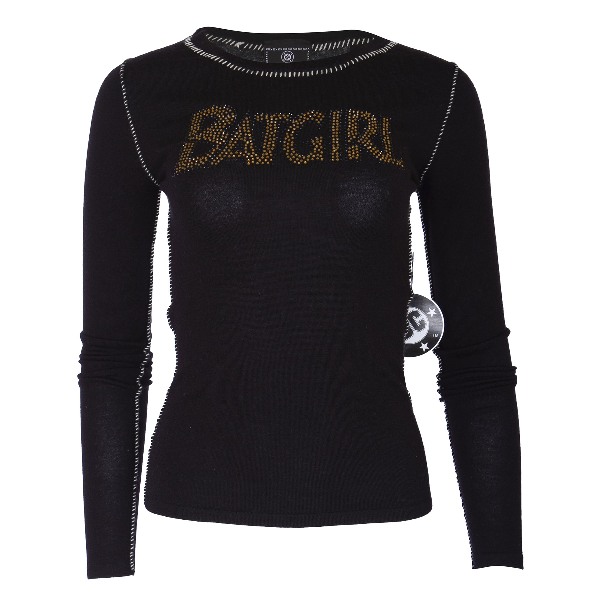 RW7 Womens - DC Batgirl Long Sleeved Cashmere - Black with White Stitching, Price: $49