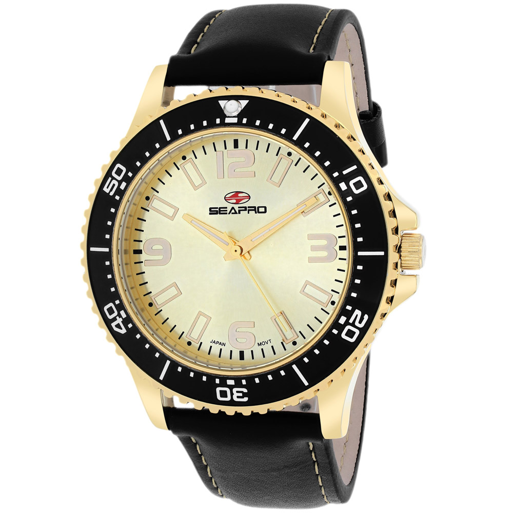 SP5315 Seapro Mens Tideway Black Band Gold Dial