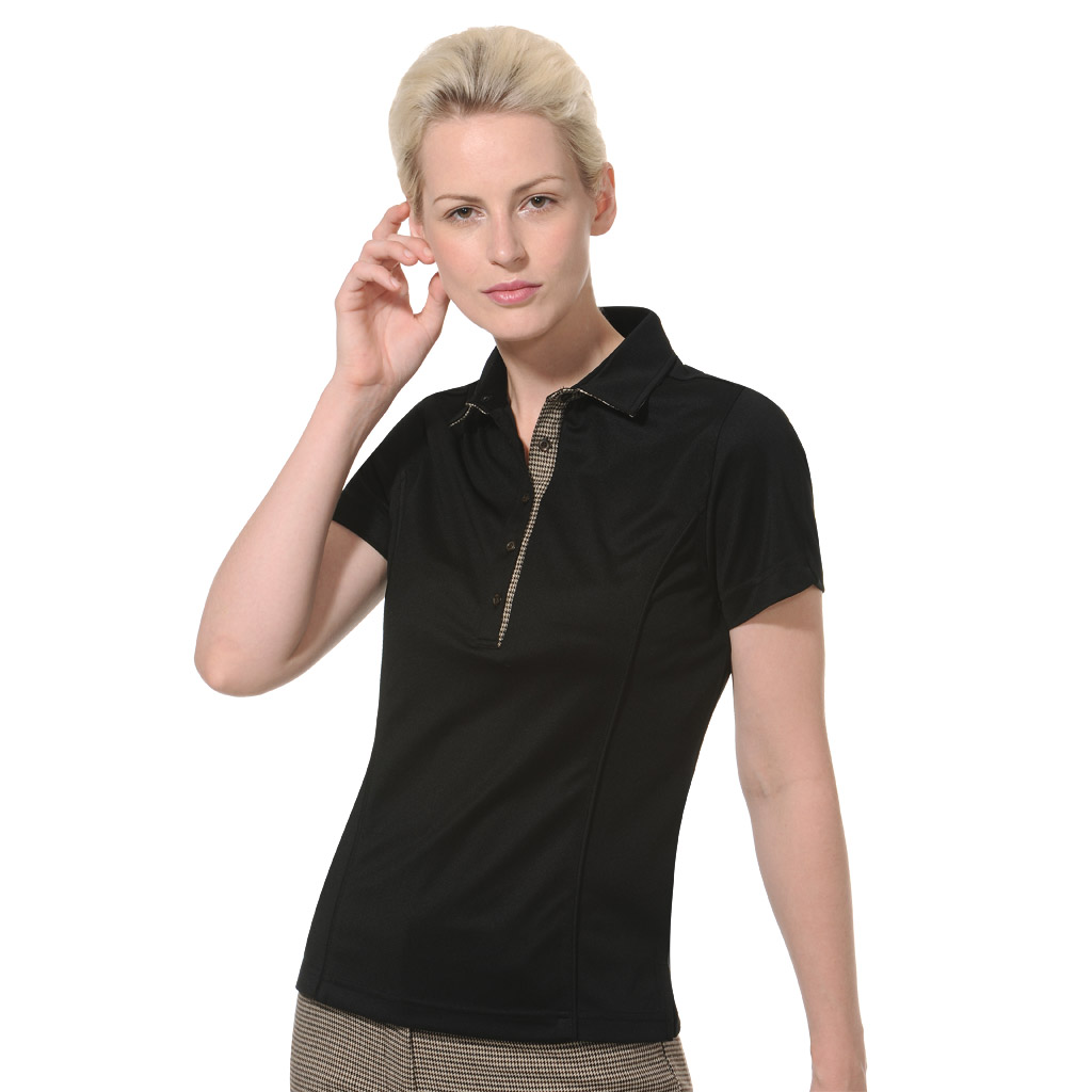 2280 Monterey Club Ladies Dry Swing Plaid Undercollar Contrast Shirt #2280